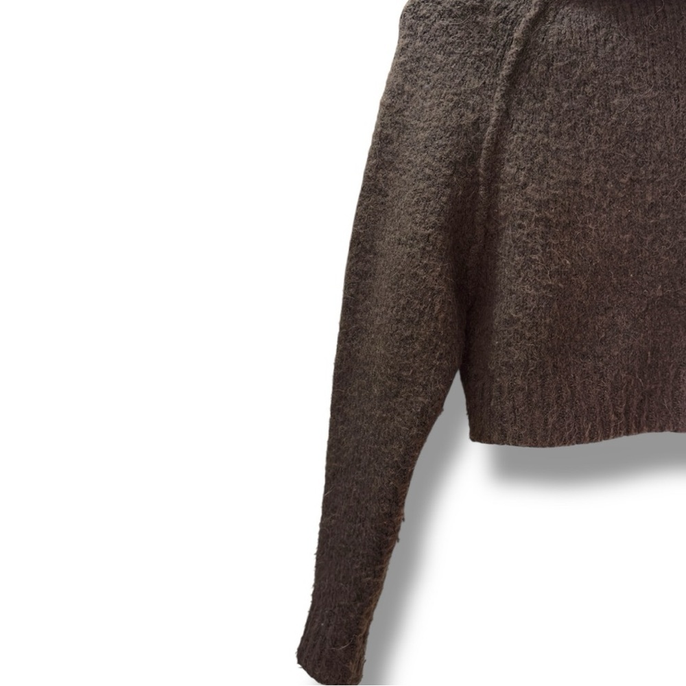ZARA | EUC Wool Blend Soft Brown Cropped Turtleneck Sweater (size S) - Picture 8 of 12